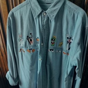 Like new, never worn looney tunes , denim like, long sleeve shirt.